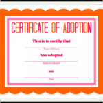 Adoption Certificate Template – Certificate Templates Inside Blank Adoption Certificate Template