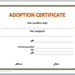 Adoption Certificate Template For Pet Adoption Certificate Template