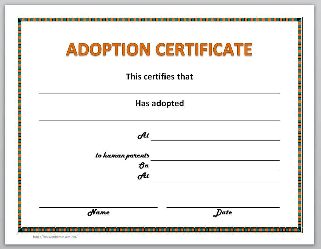 Adoption Certificate Template In Child Adoption Certificate Template