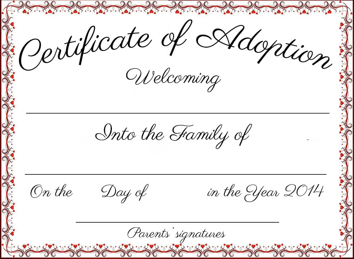 Adoption Certificate Template Word | Certificatetemplateword Pertaining To Blank Adoption Certificate Template
