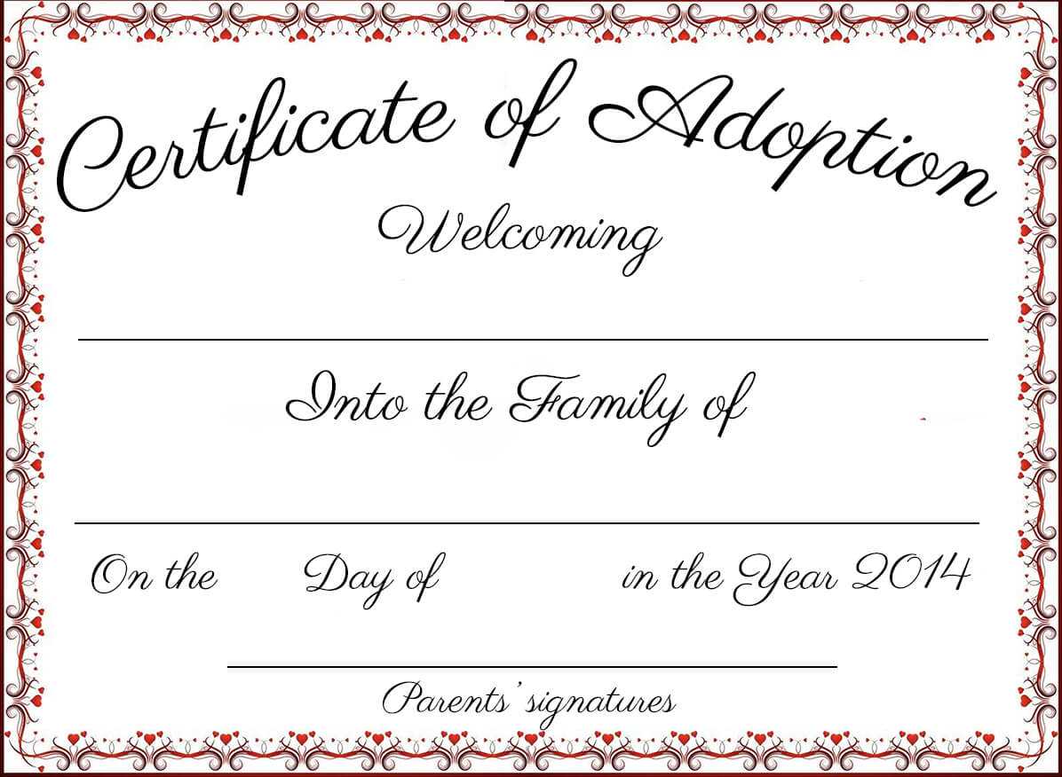 Adoption Certificate Template Word | Certificatetemplateword Pertaining To Blank Adoption Certificate Template