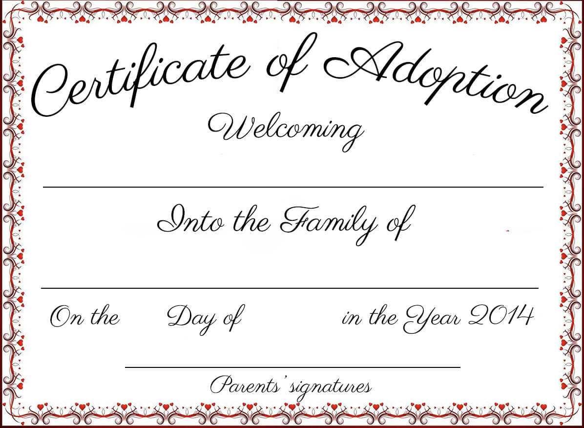 Adoption Certificate Template Word | Certificatetemplateword Pertaining To Blank Adoption Certificate Template