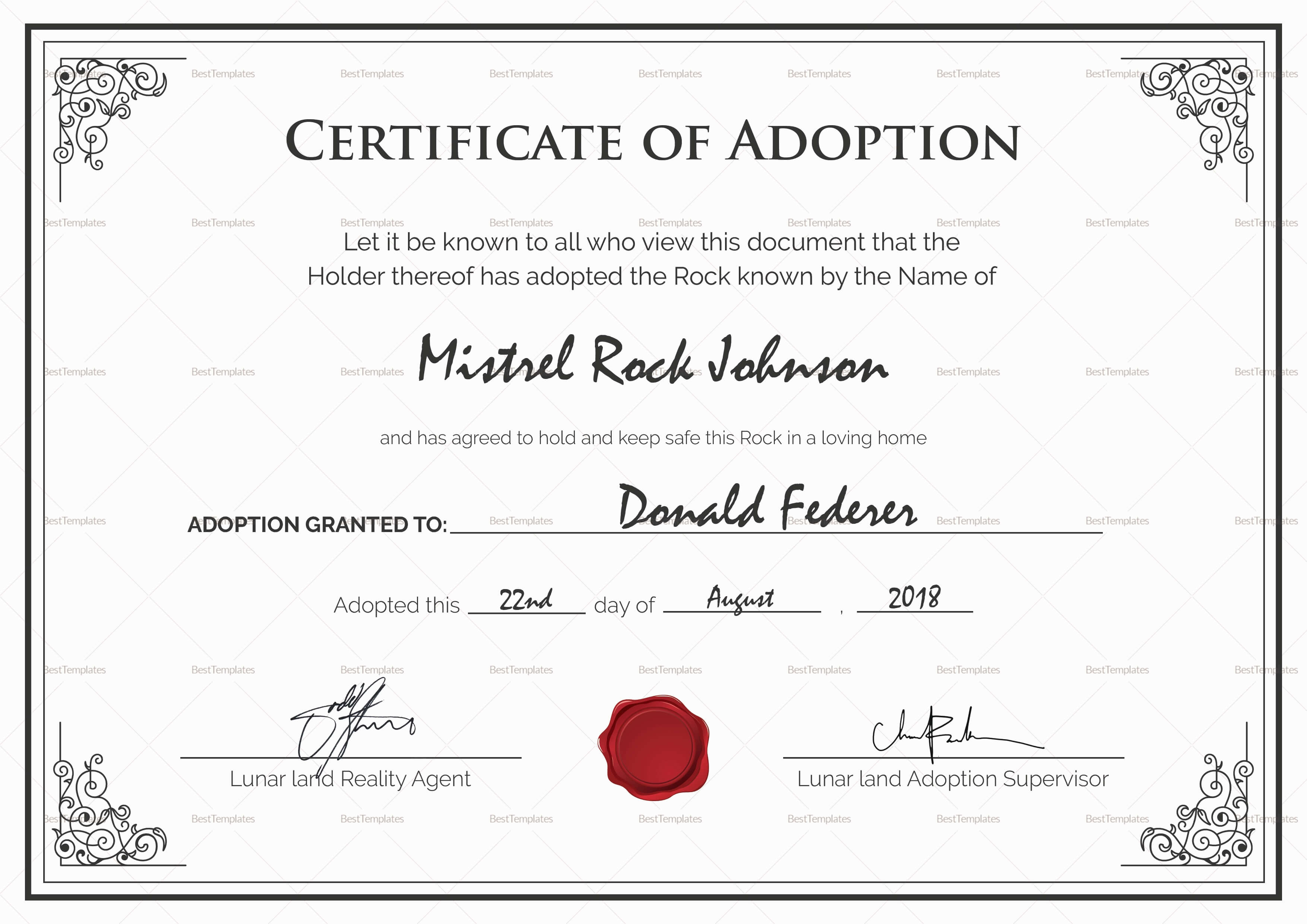 Adoption Certificate Template You Will Never Believe These Intended For Child Adoption Certificate Template