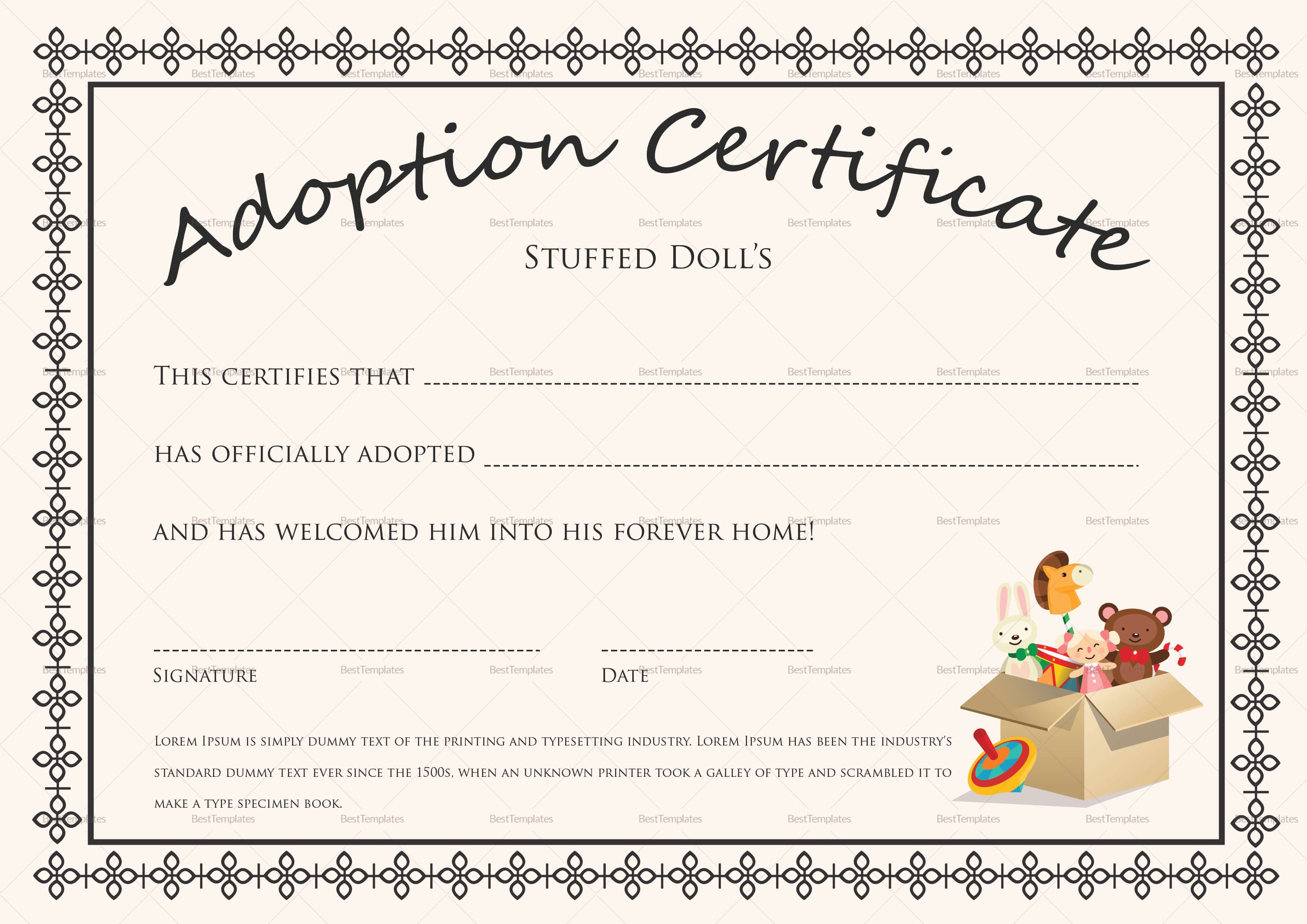 Adoption Certificate Template You Will Never Believe These Pertaining To Blank Adoption Certificate Template