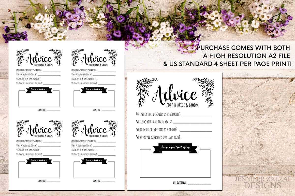 Advice Card Template. Advice For The Newlyweds. Marriage within Marriage Advice Cards Templates