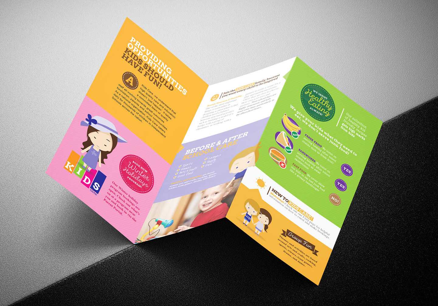 After School Care Tri Fold Brochure Template In Psd, Ai Inside Tri Fold School Brochure Template