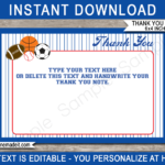 All Star Sports Party Thank You Cards Template Pertaining To Soccer Thank You Card Template