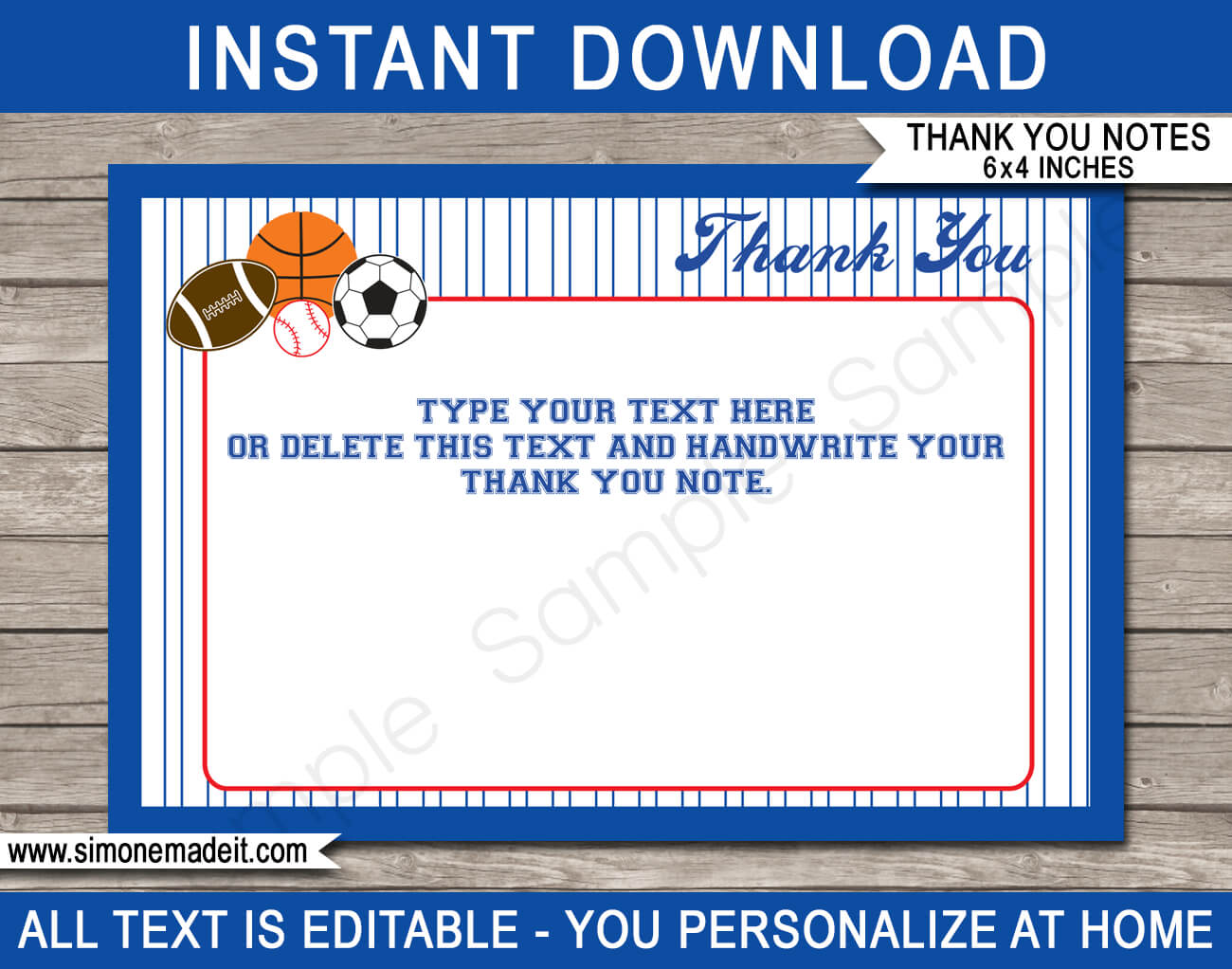 All Star Sports Party Thank You Cards Template Pertaining To Soccer Thank You Card Template