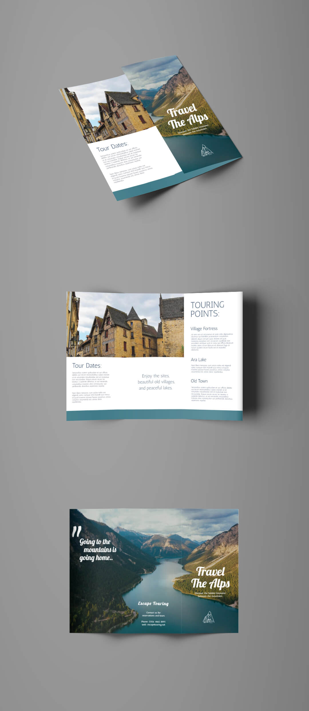 Alpine Travel Tri Fold Brochure Template | Brochure Inside Free Online Tri Fold Brochure Template