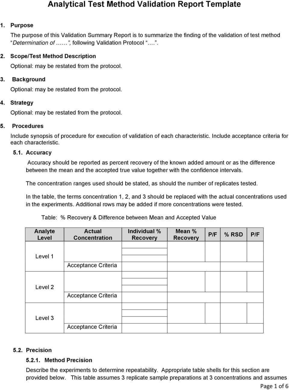 Analytical Test Method Validation Report Template – Pdf With Regard To Analytical Report Template