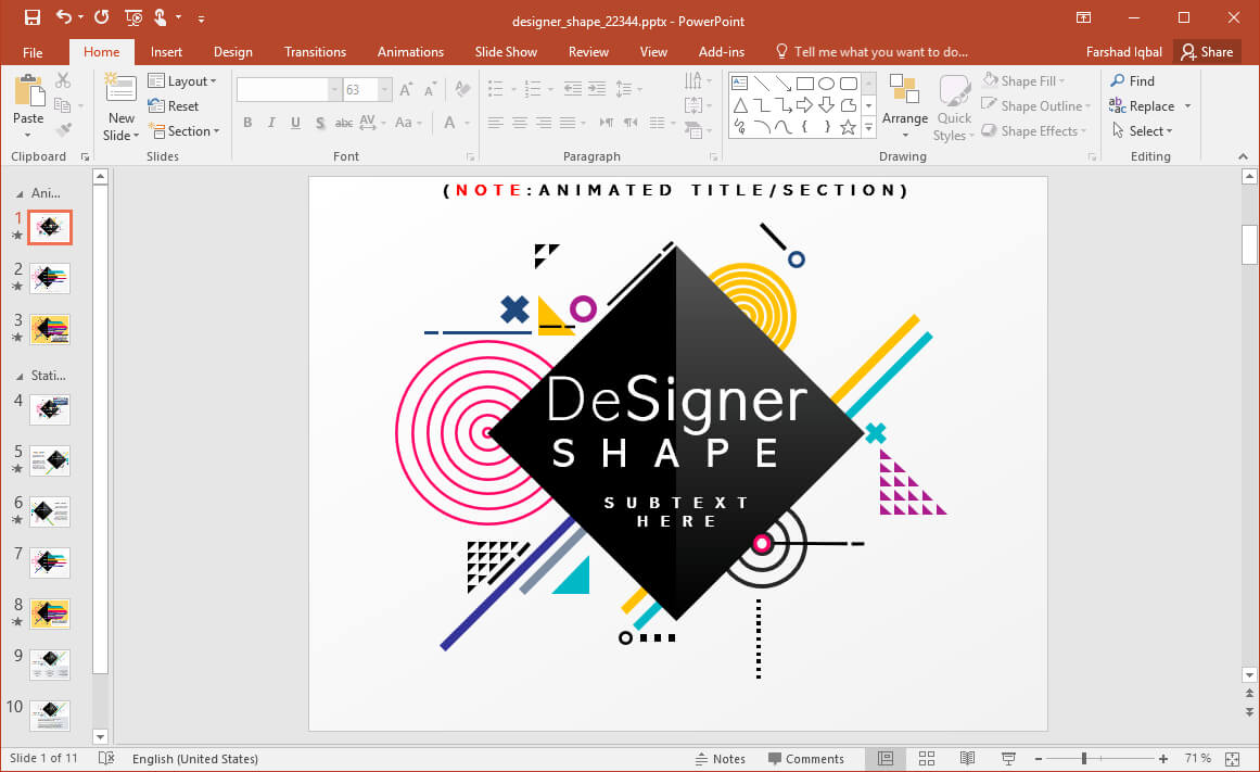 Animated Designer Shapes Powerpoint Template Throughout Powerpoint Replace Template