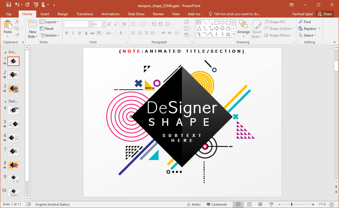 Animated Designer Shapes Powerpoint Template With Replace Powerpoint Template