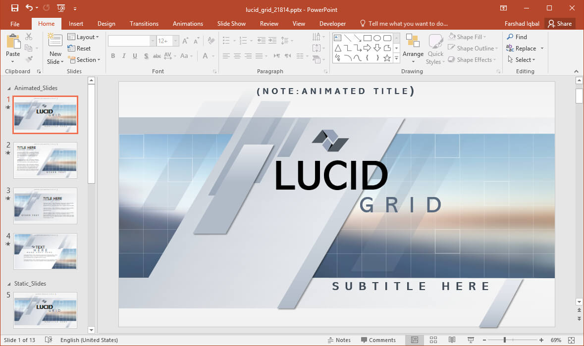 Animated Lucid Grid Powerpoint Template For Replace Powerpoint Template