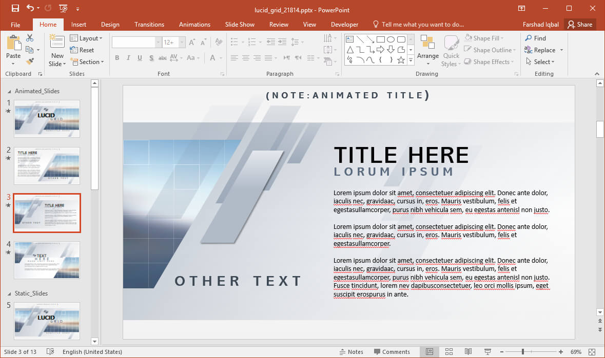 Animated Lucid Grid Powerpoint Template Pertaining To Powerpoint Replace Template