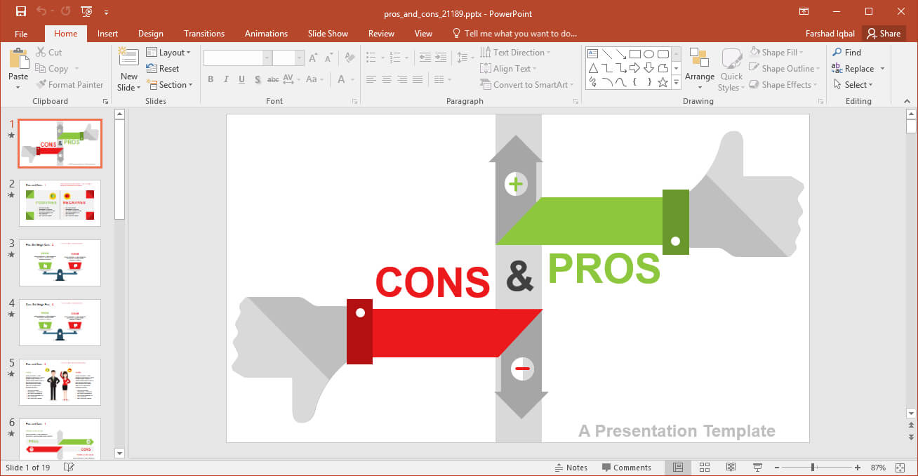 Animated Pros And Cons Powerpoint Template With Regard To Powerpoint Replace Template