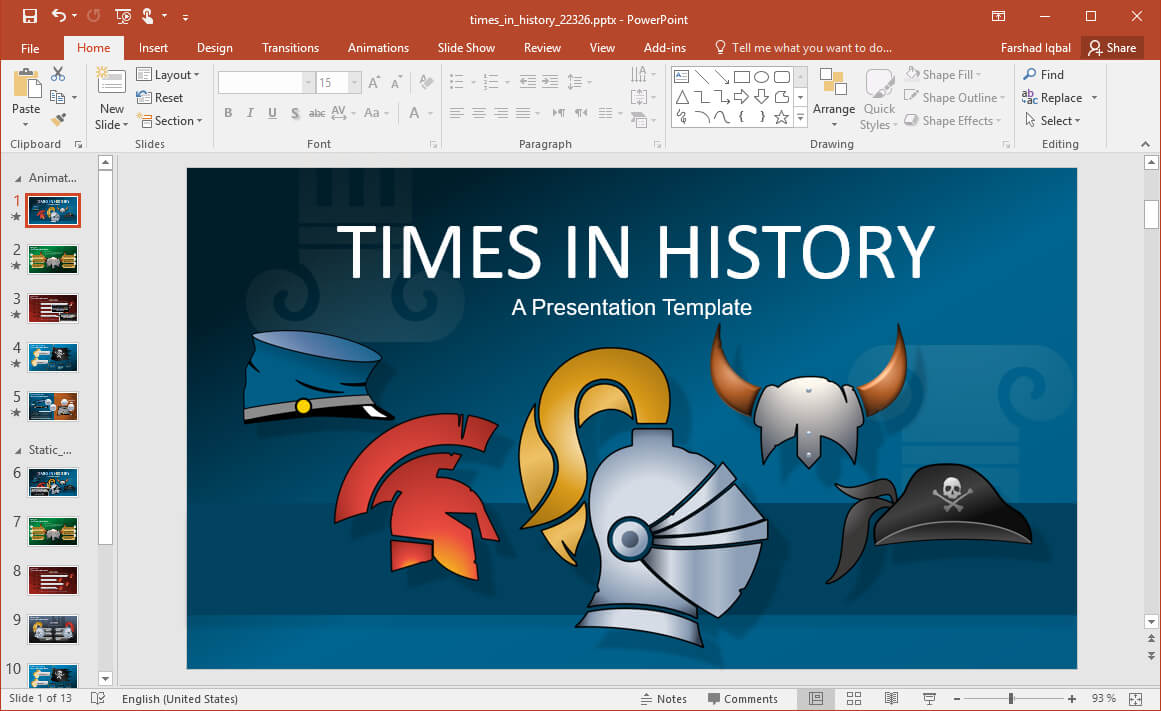 Animated Times In History Powerpoint Template Regarding Multimedia Powerpoint Templates