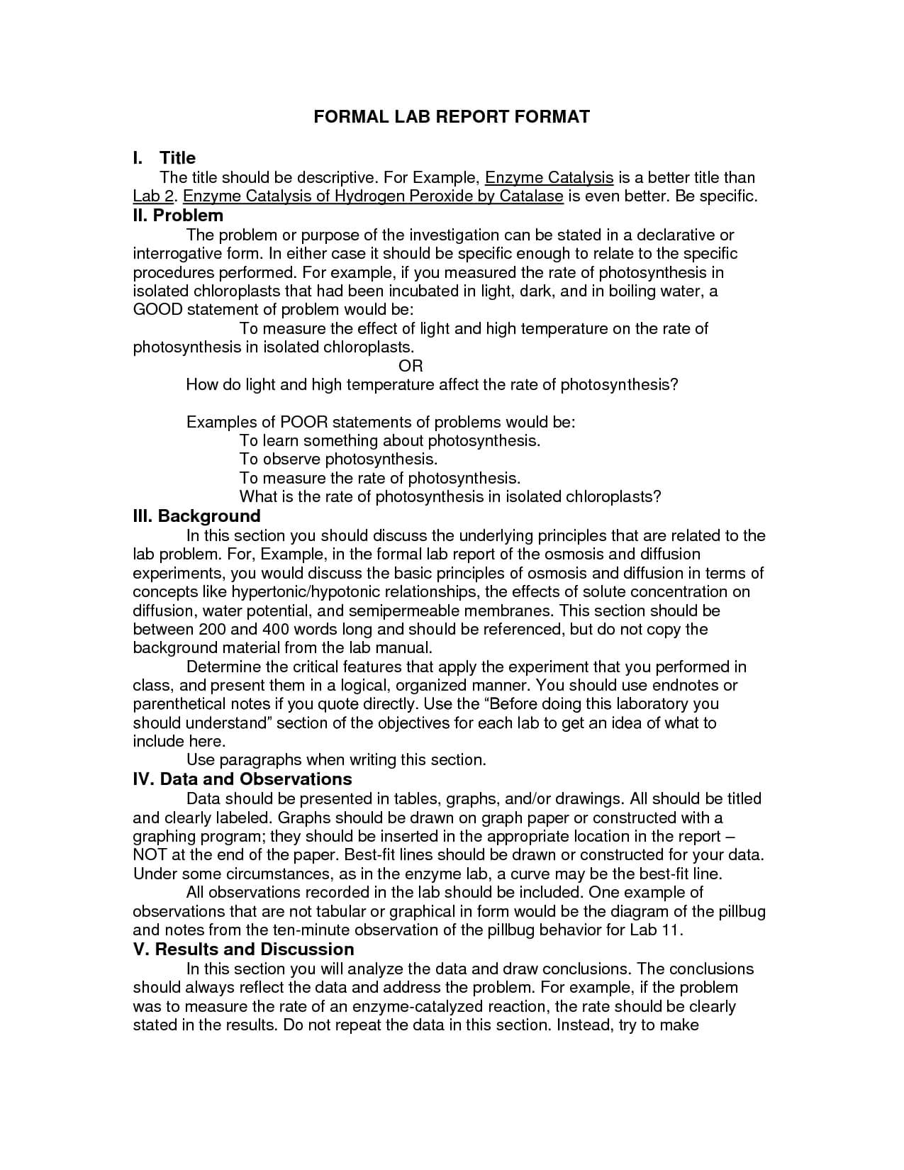 Another Formal Lab Report Format | Lab Reports & Science For Science Lab Report Template