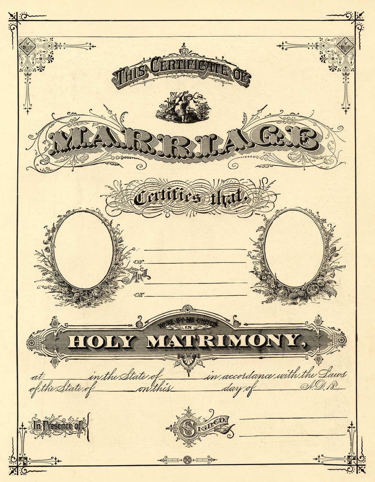 Antique Ephemera Clip Art - Printable Marriage Certificate Within Blank Marriage Certificate Template