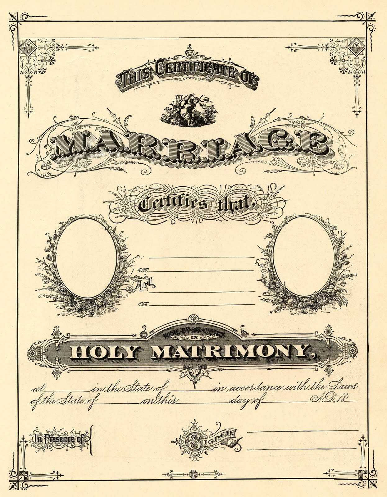 Antique Ephemera Clip Art – Printable Marriage Certificate Within Blank Marriage Certificate Template