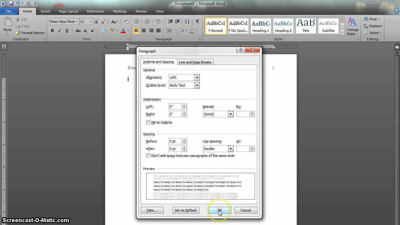 Apa Format Setup In Word 2010 Updated Pertaining To Apa Template For Word 2010