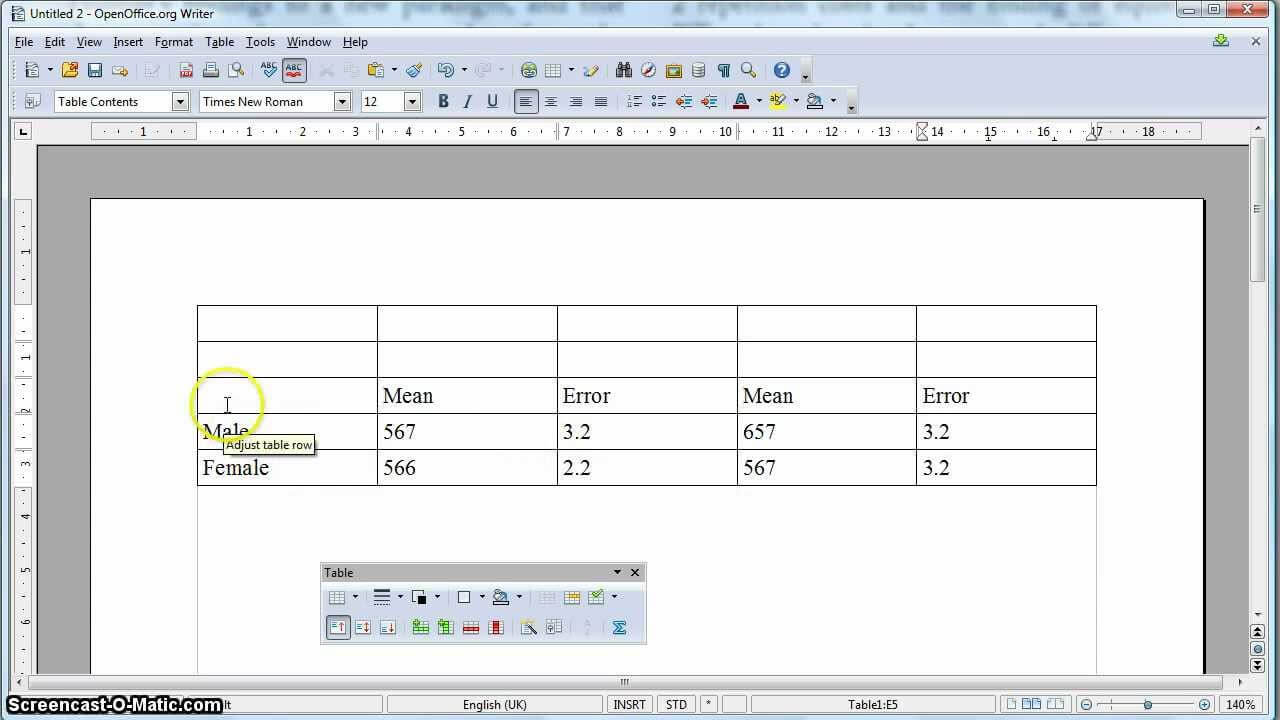 Apa Formatted Table In Open Office Inside Apa Table Template Word