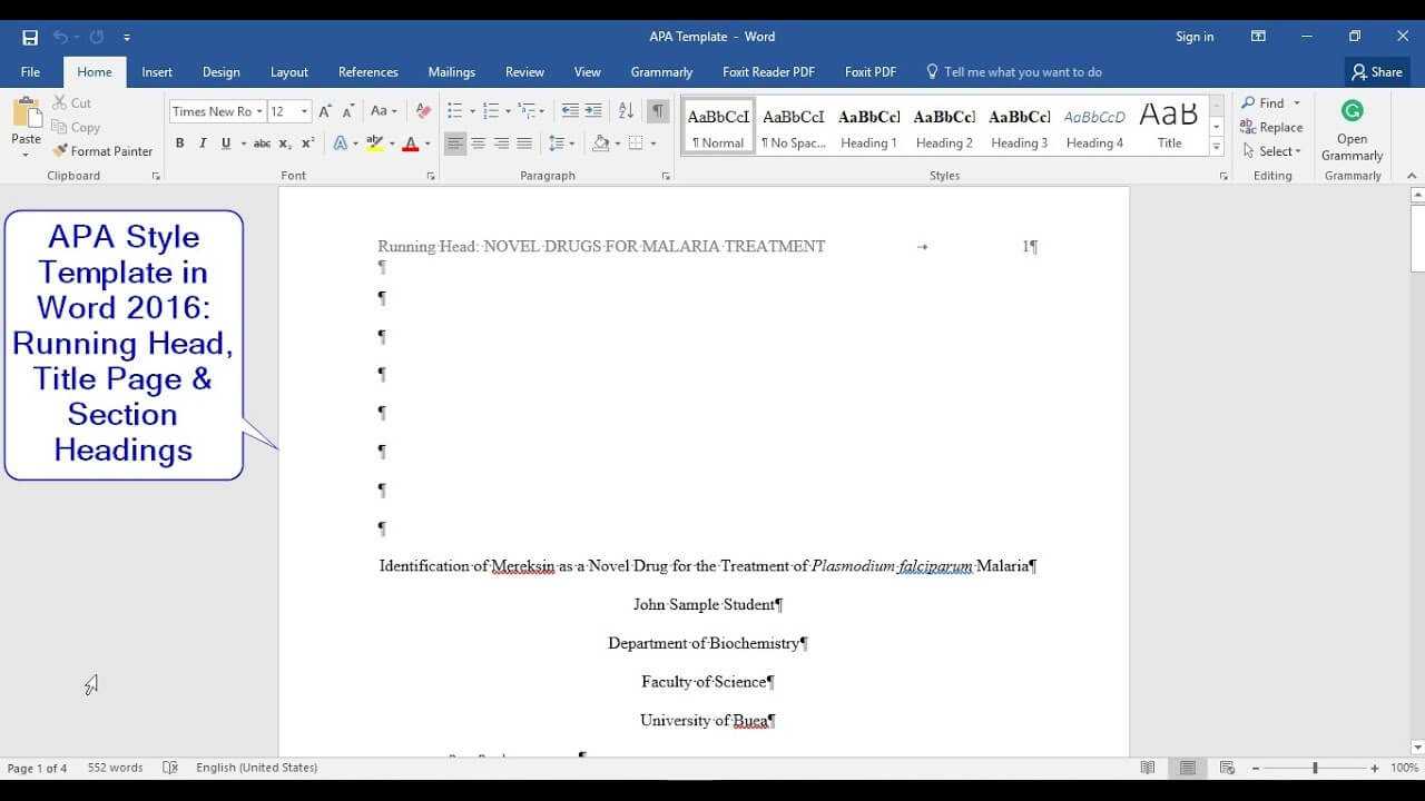 Apa Style (6Th Edition): How To Make A Template With Running Head, Title  Page And Section Headings For Word Apa Template 6Th Edition