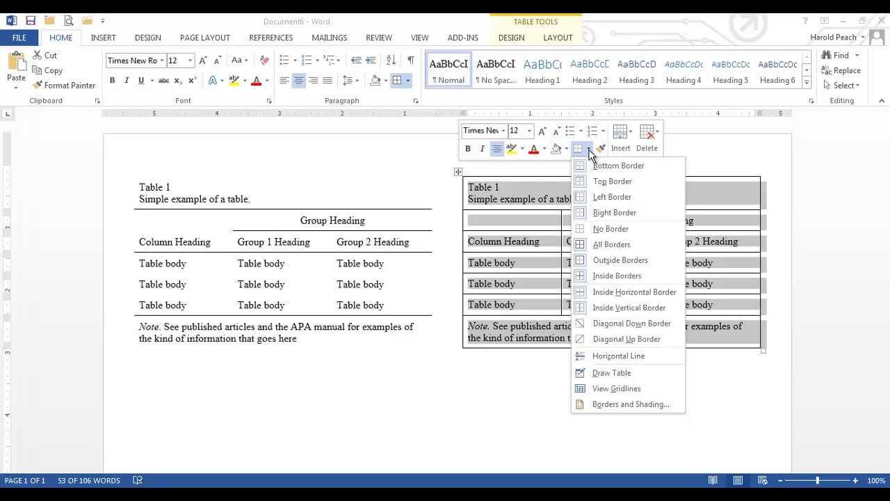 Apa Tables In Word With Regard To Apa Table Template Word