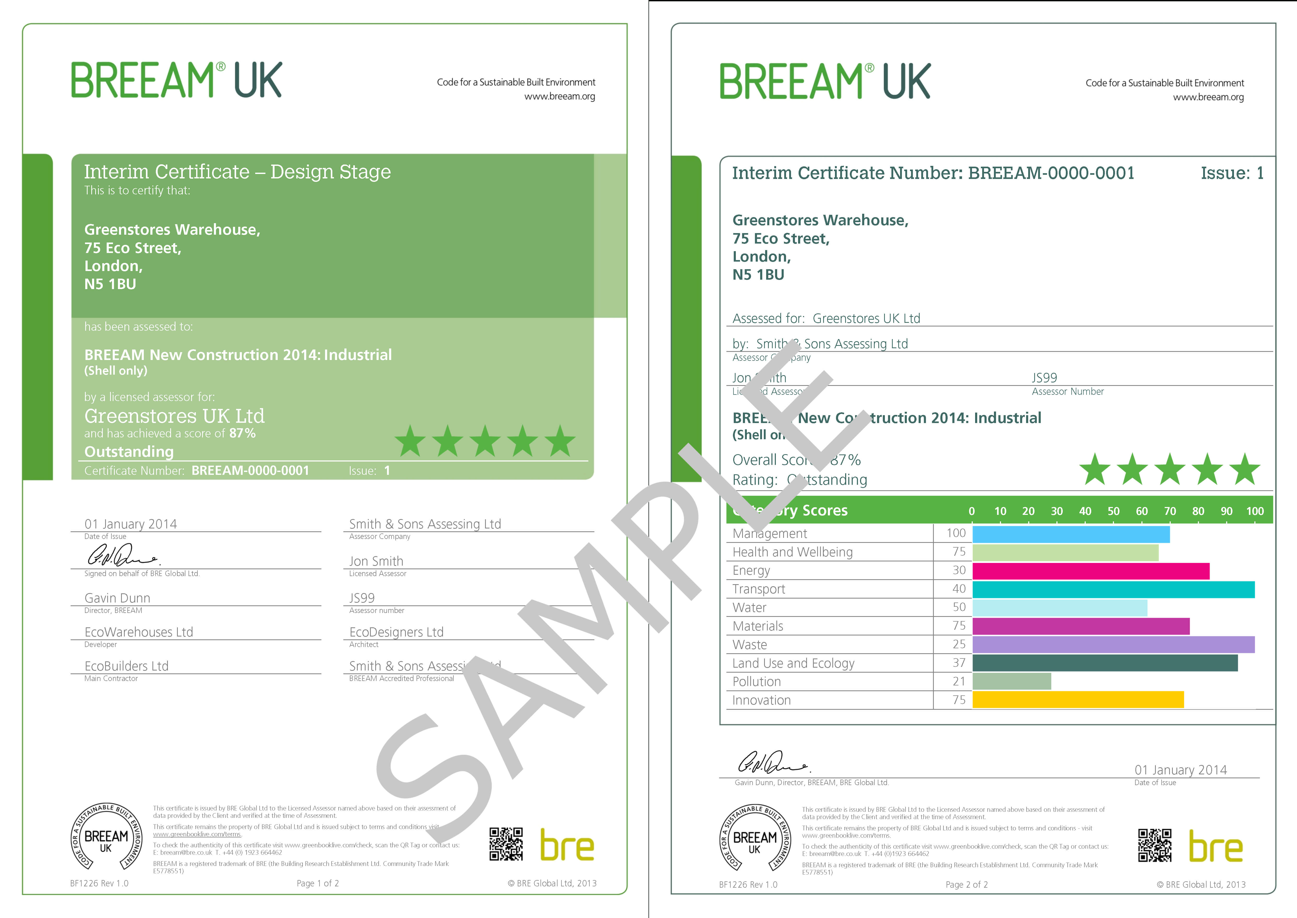Appendix F – Examples Of Breeam Uk New Construction Certificates With Construction Payment Certificate Template