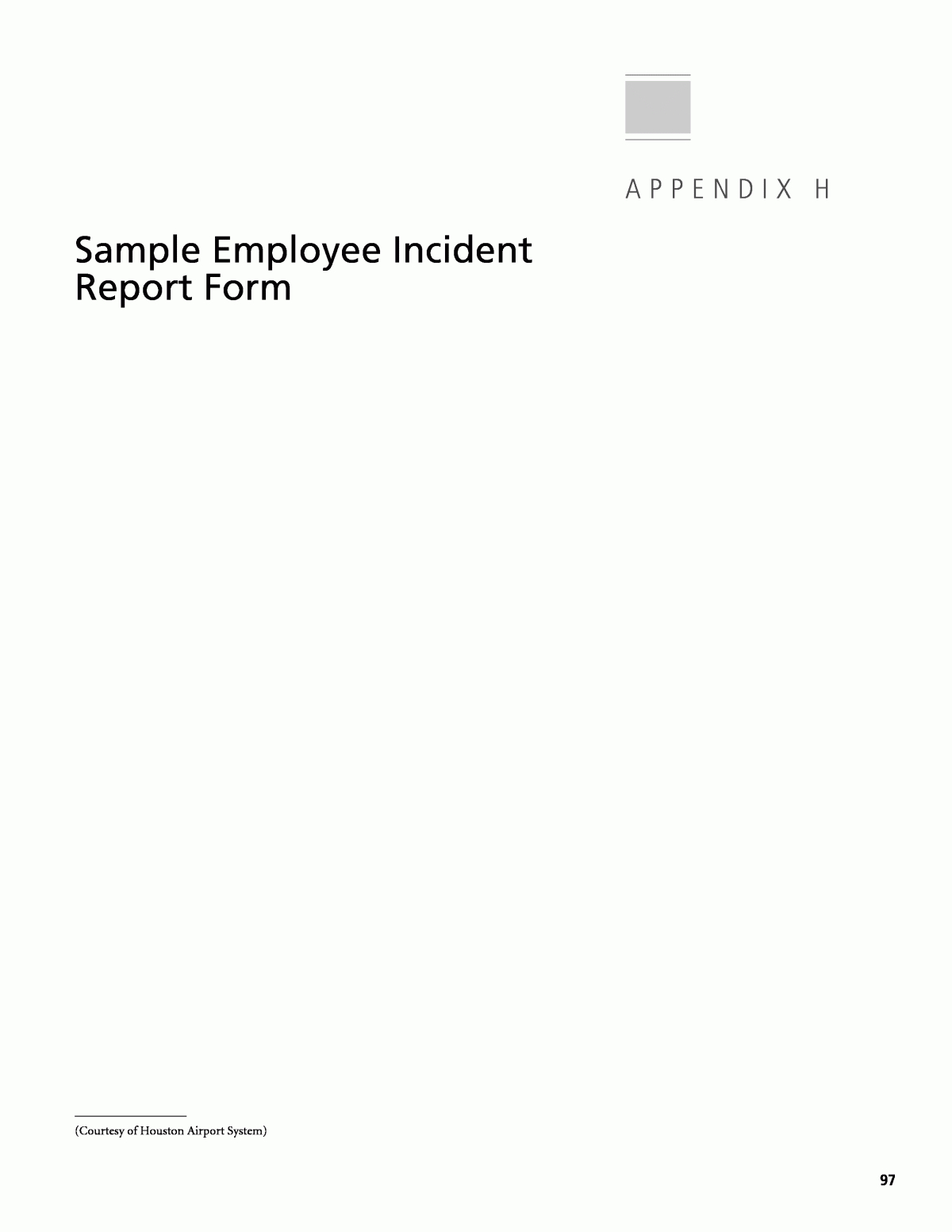 Appendix H – Sample Employee Incident Report Form | Airport In Hazard Incident Report Form Template