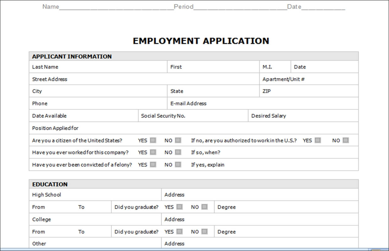 Application For Employment Template Word | Writings And intended for Job Application Template Word