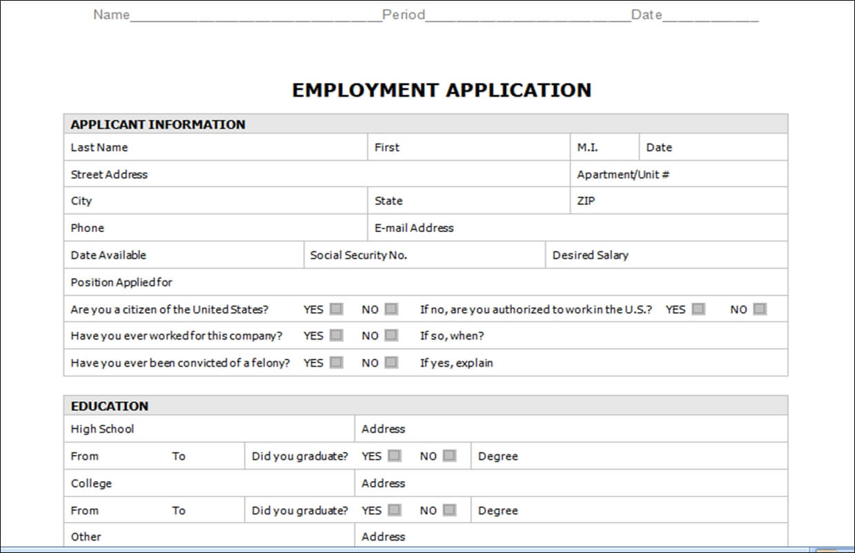 Application For Employment Template Word | Writings And Intended For Job Application Template Word