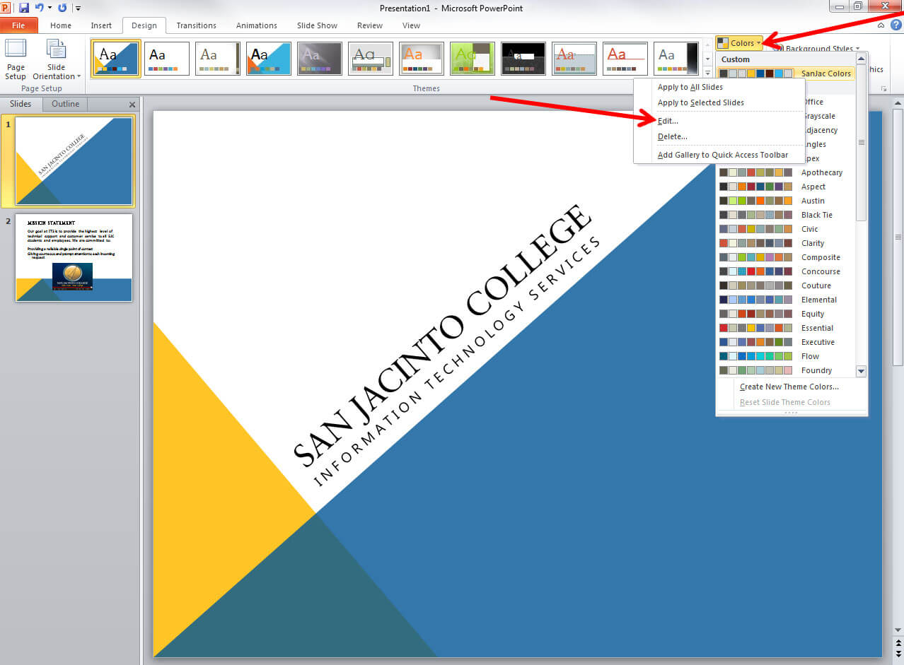 Applying And Modifying Themes In Powerpoint 2010 For How To Edit Powerpoint Template