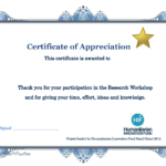 Appreciation Training Certificate Completion Thank You Word With Regard To Certificate Of Participation In Workshop Template