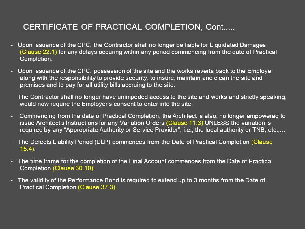 Architect's Certification Under The Pam Contract 2006 Inside Jct Practical Completion Certificate Template