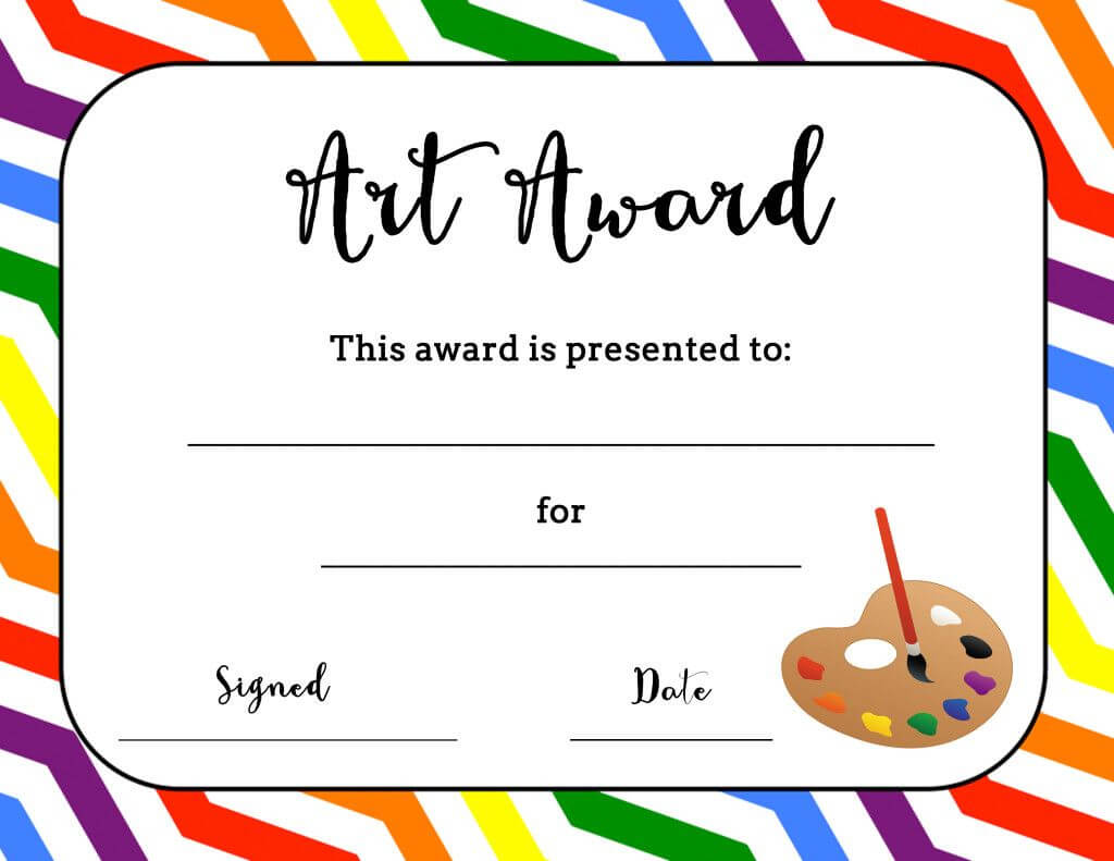 Art Award Certificate (Free Printable) | Art | Elementary Within Classroom Certificates Templates