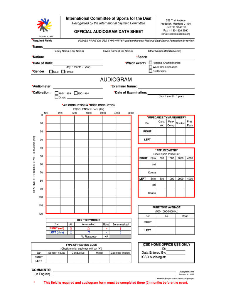 Audiogram Form – Fill Online, Printable, Fillable, Blank Inside Blank Audiogram Template Download