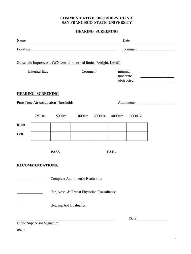 Audiometer Hearing Screening Template – Fill Online Regarding Blank Audiogram Template Download