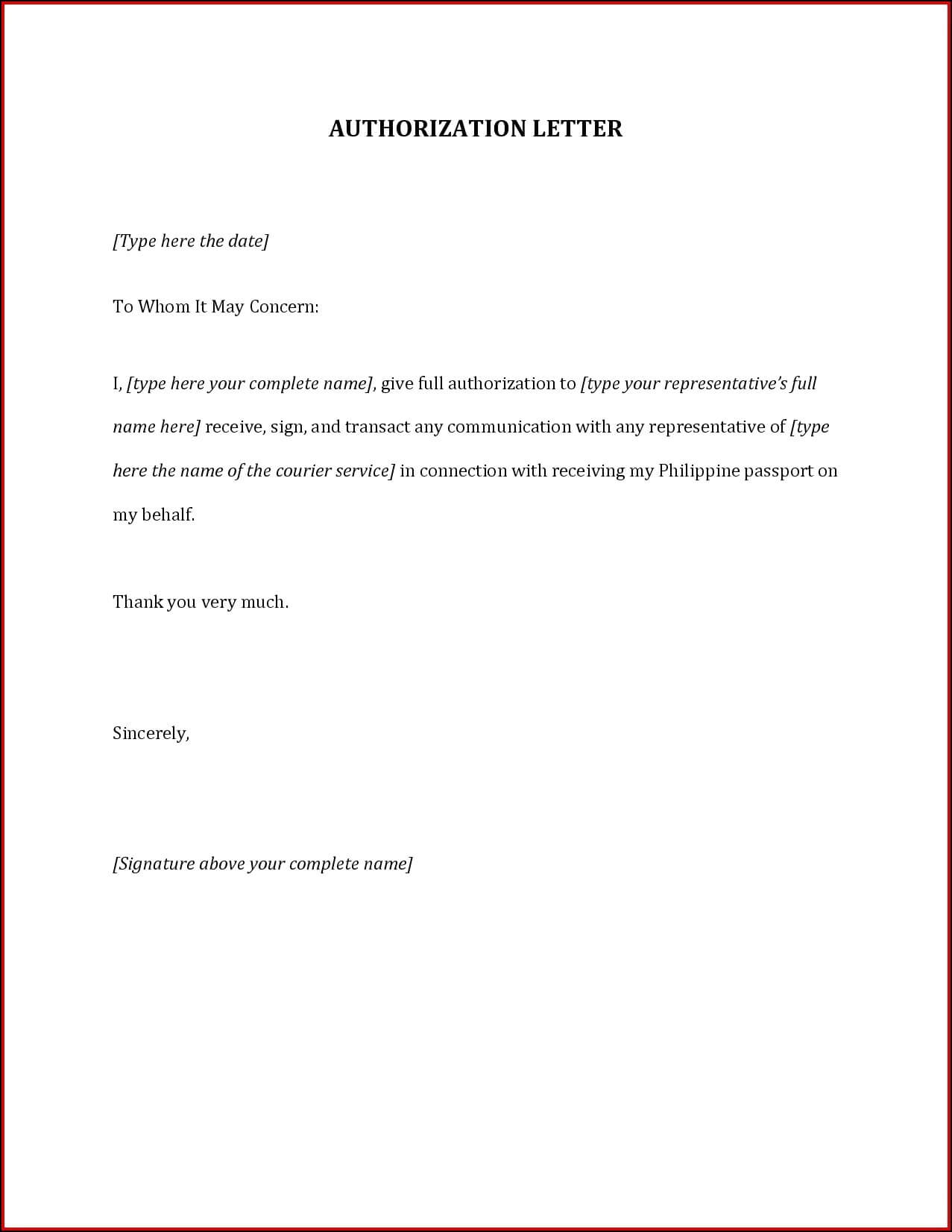 Authorization Letter Template Philippines New For Birth For Certificate Of Authorization Template
