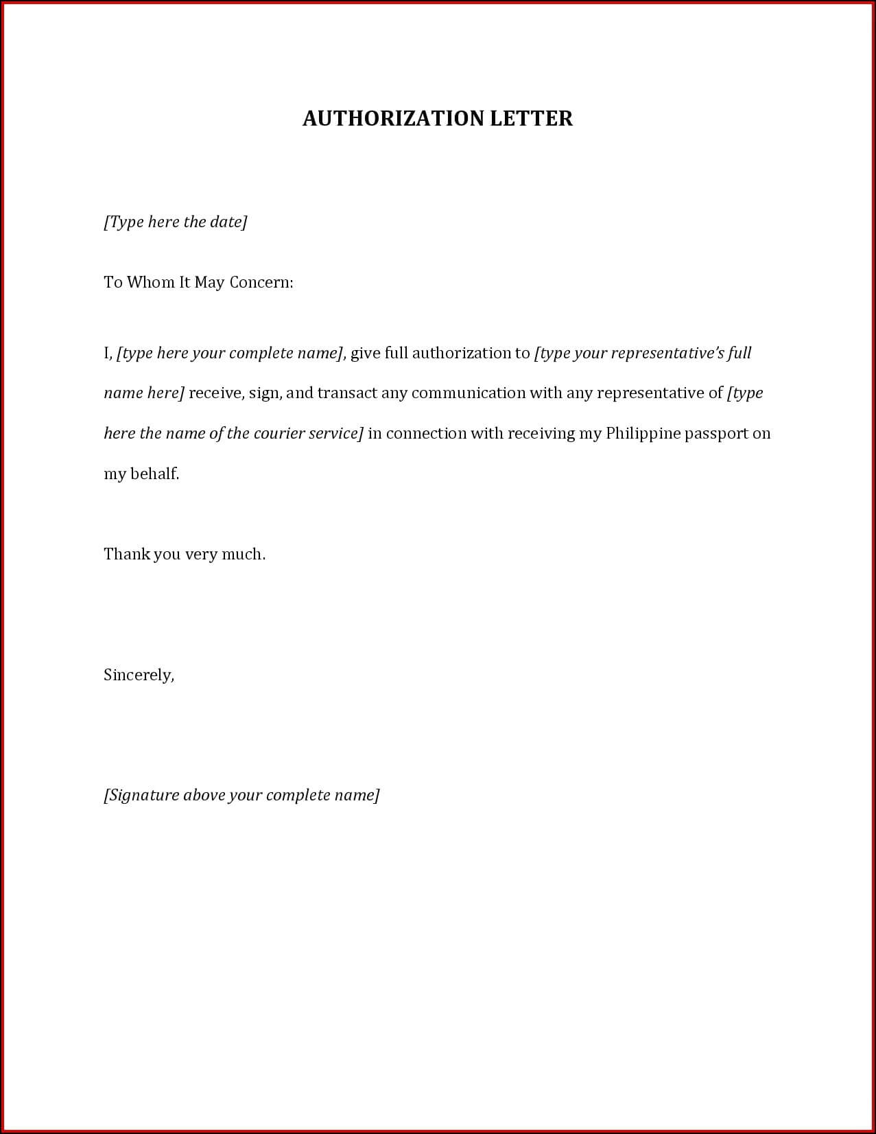 Authorization Letter Template Philippines New For Birth For Certificate Of Authorization Template