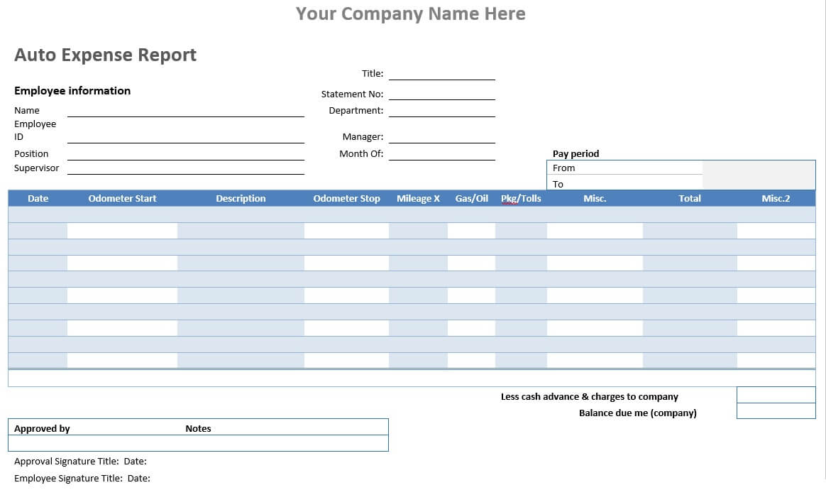 Auto Expense Report – Word Template – Word Templates For Inside Microsoft Word Expense Report Template