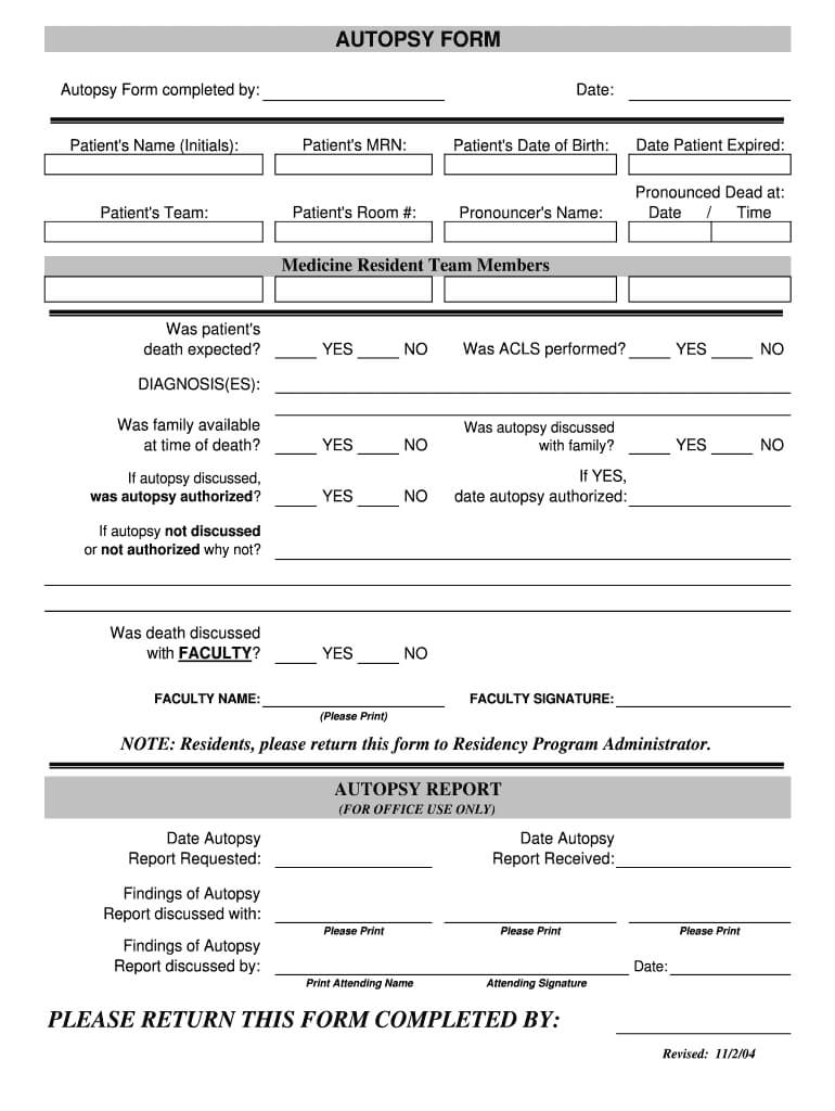 Autopsy Forms – Fill Online, Printable, Fillable, Blank In Blank Autopsy Report Template