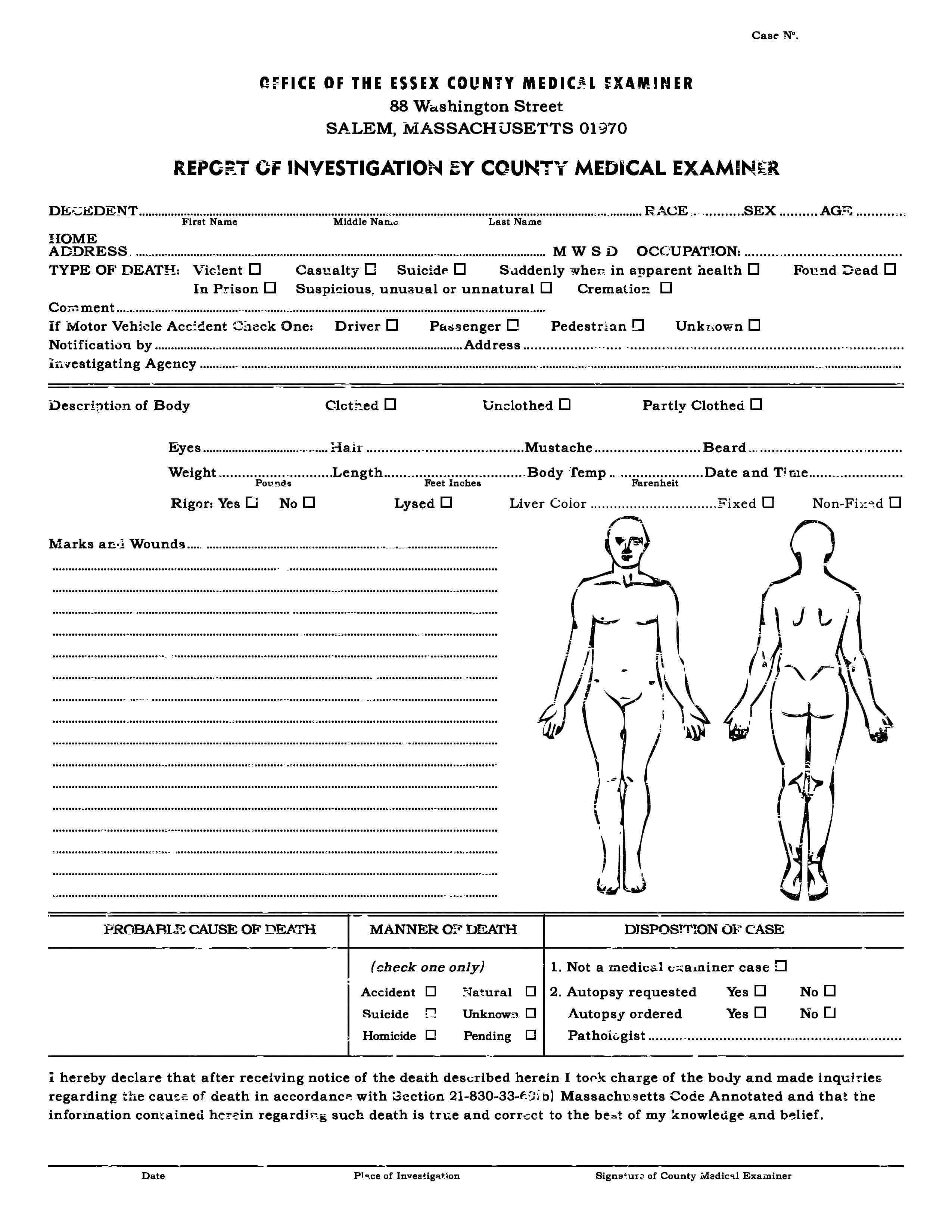 Autopsy Report Template Google Docs Blank Coroners Format Inside Autopsy Report Template