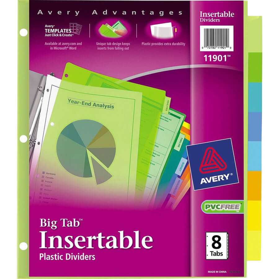 Avery® Big Tab Plastic Insertable Dividers - 8 Print On Tab(S) - 8  Tab(S)/set - 3 Hole Punched - Plastic Divider - Multicolor Tab(S) - 8 / Set Pertaining To 8 Tab Divider Template Word