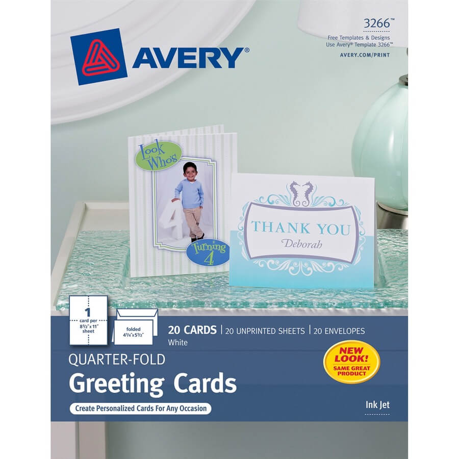 Avery® Greeting Card – 4 1/4" X 5 1/2" – Matte – 20 / Pack – White With Quarter Fold Greeting Card Template