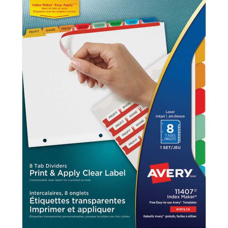 Avery® Index Maker Print & Apply Clear Label Dividers With Traditional Color Tabs 8 Tab(S)/set