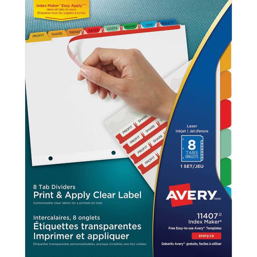 Avery® Index Maker Print & Apply Clear Label Dividers With Traditional  Color Tabs – 8 Tab(S)/set – Multicolor Divider – 8 / Set With 8 Tab Divider Template Word