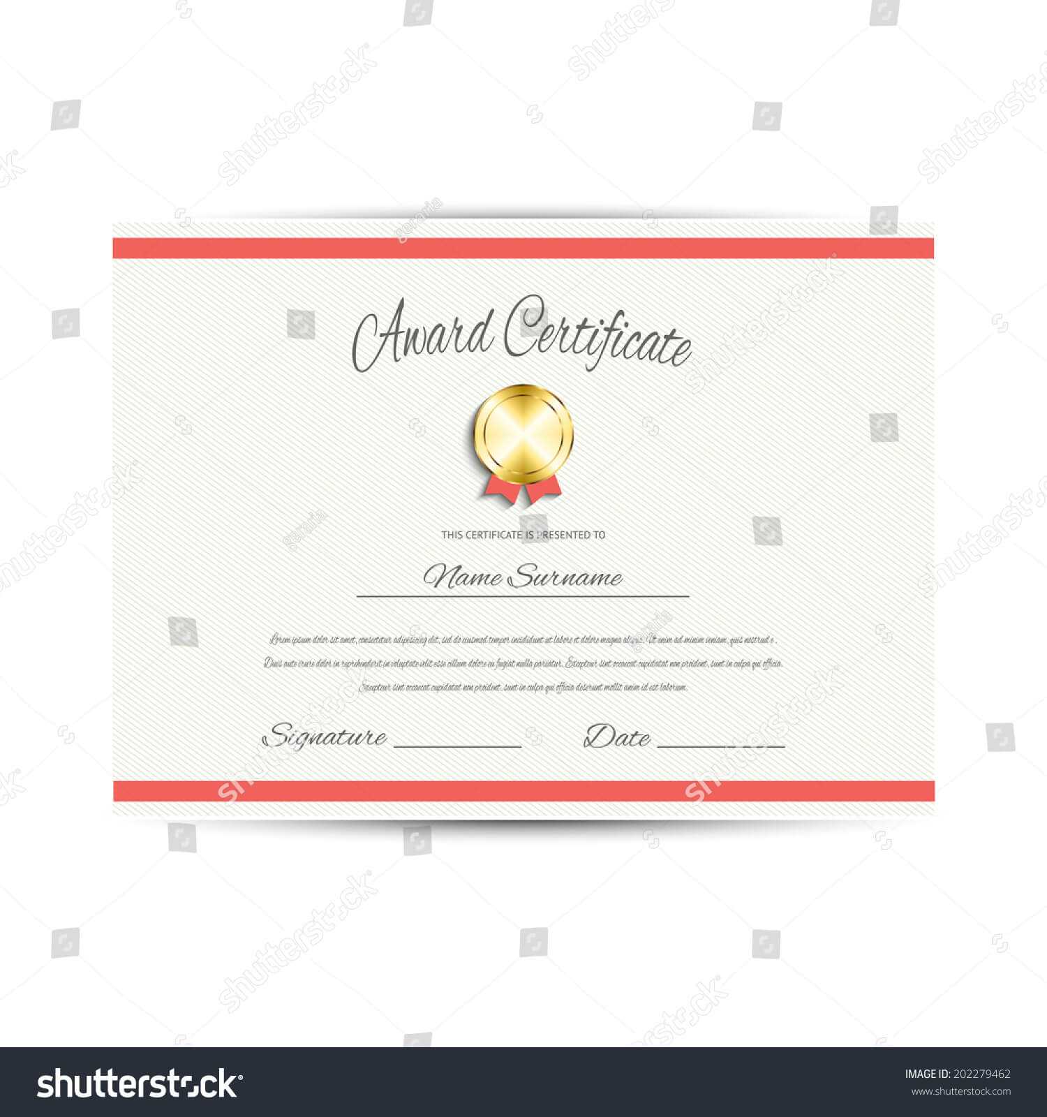 Award Certificate Design Template Stock Vector (Royalty Free Within Award Certificate Design Template