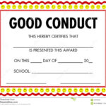 Award Certificate Good Conduct Stock Vector – Illustration Pertaining To Good Conduct Certificate Template