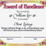 Award Certificates | Award Of Excellence Certificate Award With Regard To Award Of Excellence Certificate Template