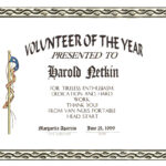 Award For Volunteer Of The Year Certificate Template